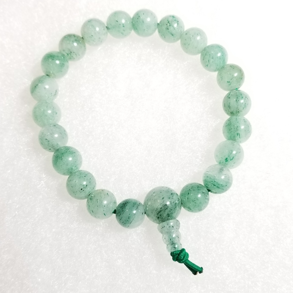 relisted -Aventurine stone bead bracelet green gemstone power beads stretchy - Picture 1 of 11